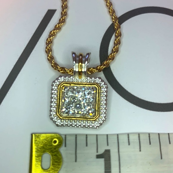 Vintage Avon Pave Rope Necklace with two tone removable Rhinestone Pendant - Picture 10 of 13
